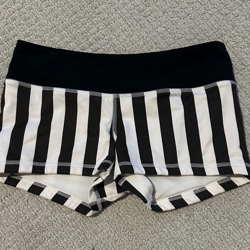 Fleo Black and White Striped Athletic Shorts
